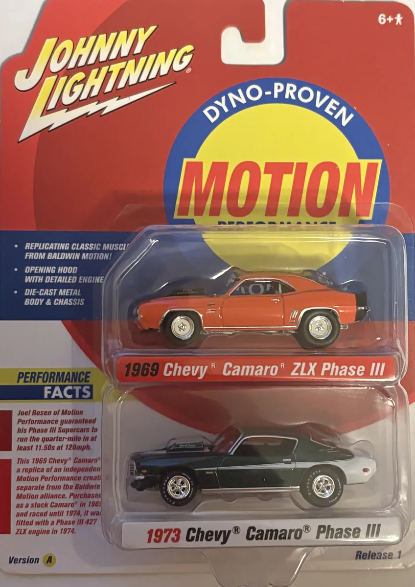 2 Pack, Motion Performance 1969 Chevy Camaro ZLX Phase 3 and 1973 Chevy Camaro Phase 3